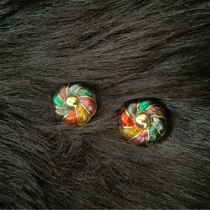 Vintage clip on multi color earrings